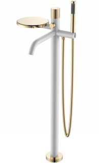 Напольный смеситель для ванны Boheme Stick 129-WG.2 белый матовый/золото